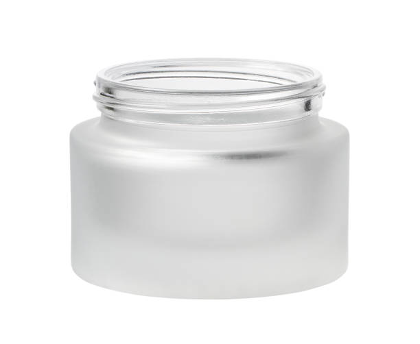 Glass cream jar cosmetic packaging (with clipping path) isolated on white background